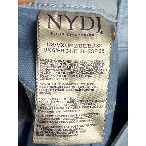 NYDJ Women’s 2 Ella Bermuda Shorts Light Blue Denim jean Chino Side Slit Zip NWT - Picture 8 of 8